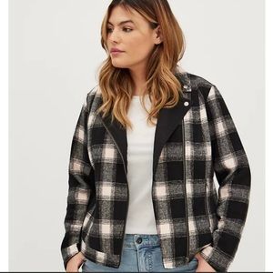 Torrid Flannel Moto Jacket Pink & Black plaid Size 1X